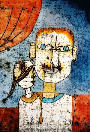 Adam and Little Eve by Paul Klee - Hand-Painted Oil Painting Reproduction