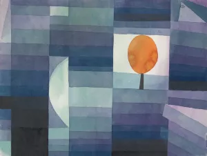 Main Product Photo of The Harbinger of Autumn (green and violet gradation with orange accent) Painting by Paul Klee